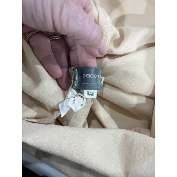 Paco Rabanne Vintage Yellow Stretch Short Sleeves Midi Dress 90’s Sz 9AR/6-8 - Picture 13 of 16